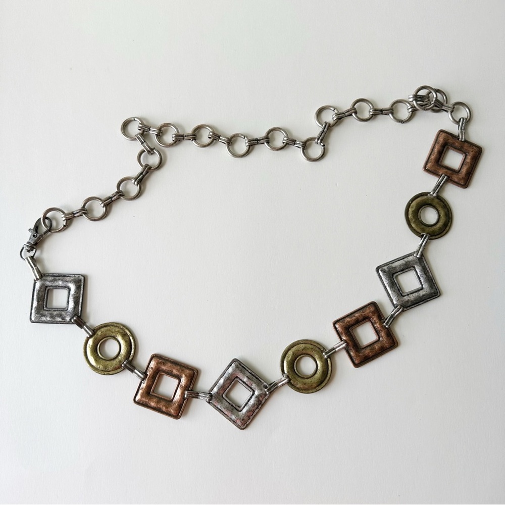 Vintage 70’s Tritone Circle Square Triangle Shape Chain Belt